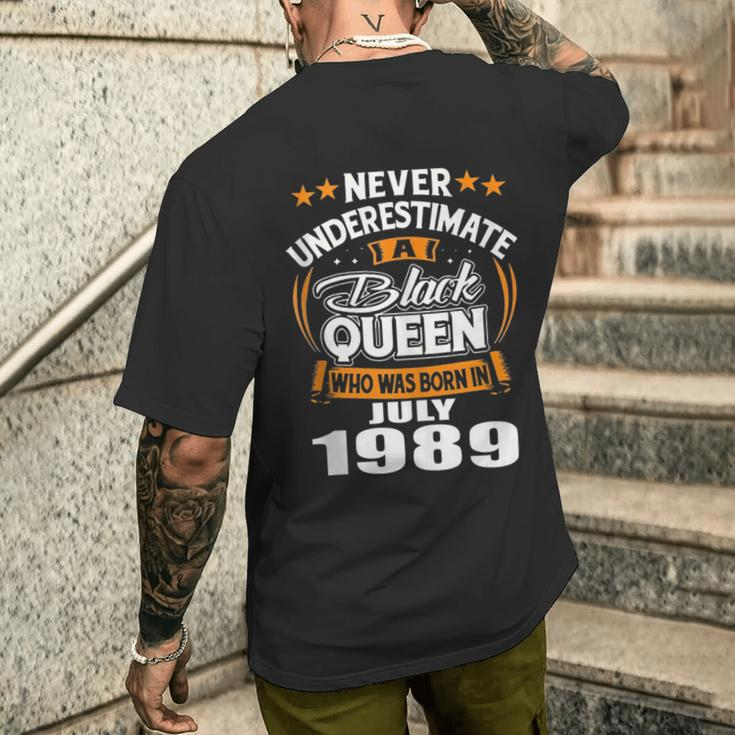 Never Underestimate A Black Queen July 1989 Men's T-shirt Back Print Gifts for Him