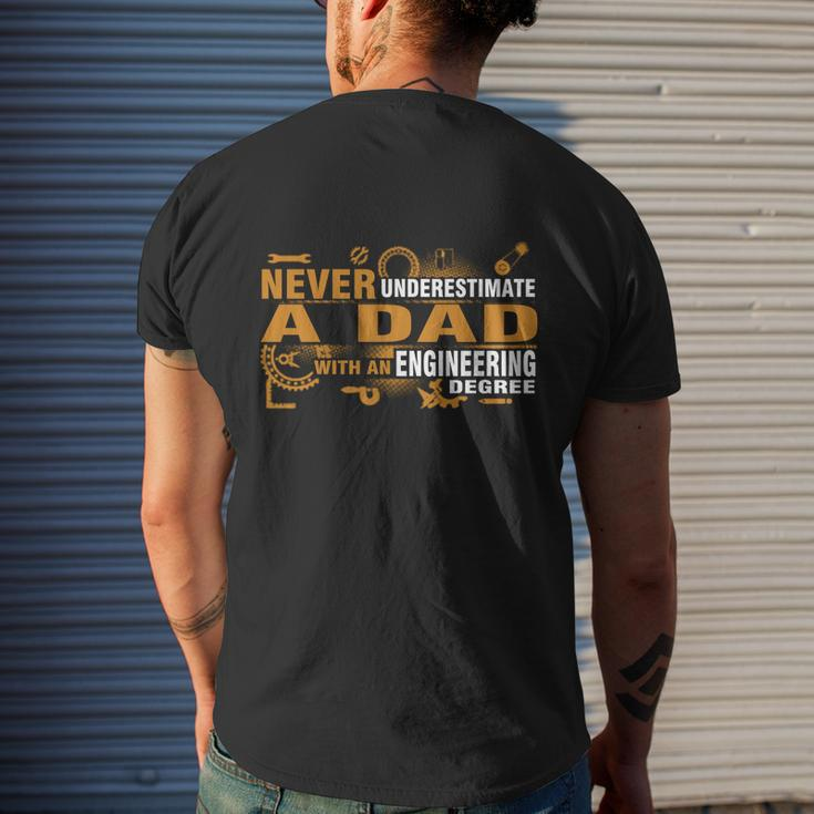 Never Underestimate A Dad With An Engineering DegreeShirt Mens Back Print T-shirt Gifts for Him