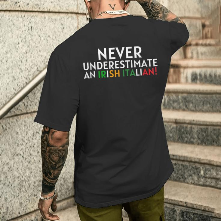 Never Underestimate An Irish Italian St Patrick's Day Italy Men's T-shirt Back Print Gifts for Him