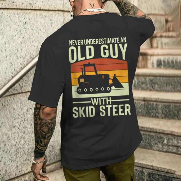 Never Underestimate Old Guy With A Skid Sr Construction Men's T-shirt Back Print Gifts for Him