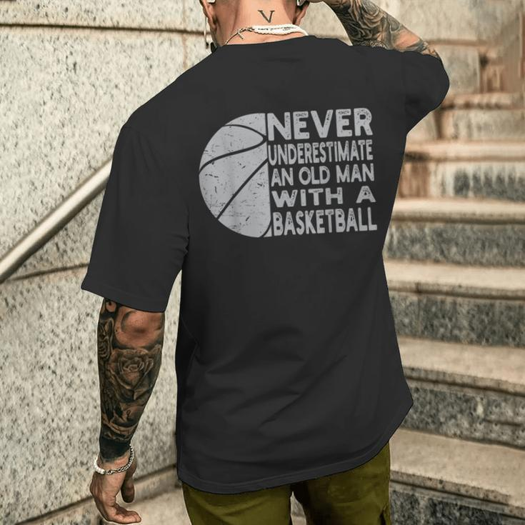 Never Underestimate An Old Man With Basketball Coach Grandpa Men's T-shirt Back Print Gifts for Him