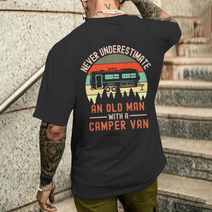 Never Underestimate And Old Man With A Campervan Men's T-shirt Back Print Gifts for Him