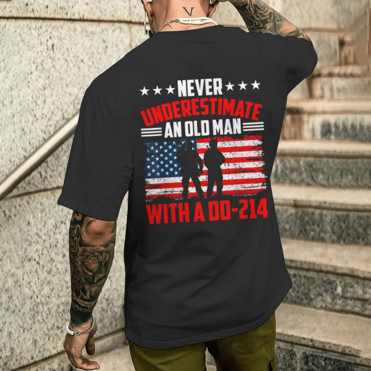 Never Underestimate An Old Man With A Dd214 Veterans Day Men's T-shirt Back Print Gifts for Him