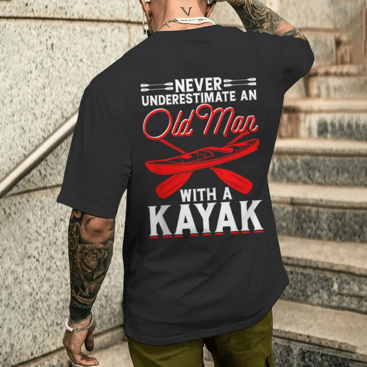 Never Underestimate An Old Man With A Kayak Kayaking Men's T-shirt Back Print Gifts for Him