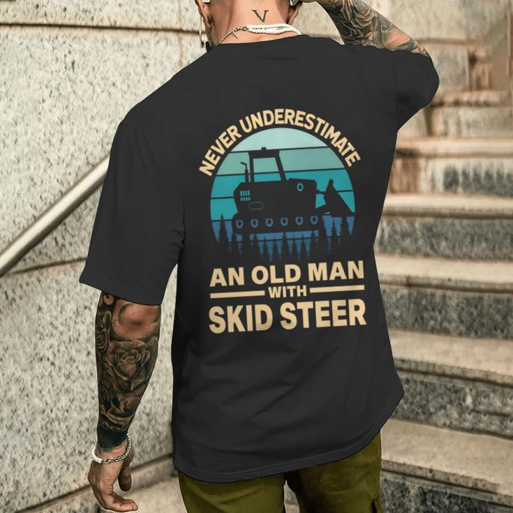 Never Underestimate Old Man With A Skid Sr Construction Men's T-shirt Back Print Gifts for Him