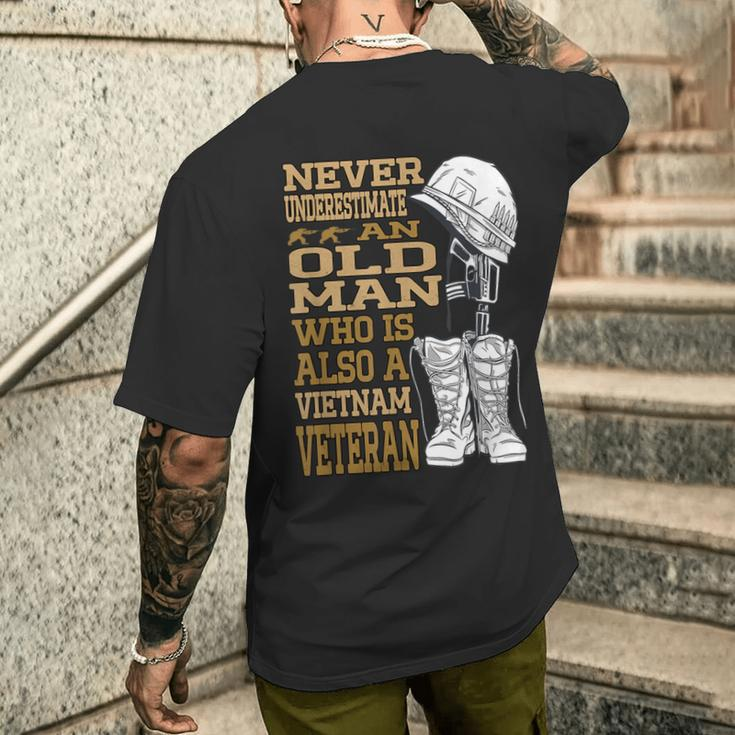 Never Underestimate An Old Man Vietnam Veteran Patriotic Dad Men's T-shirt Back Print Gifts for Him