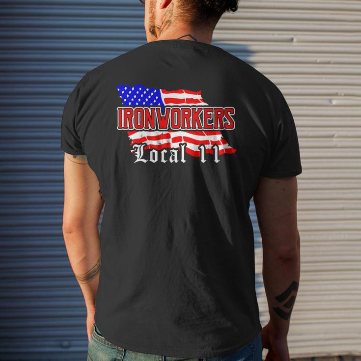 Union Ironworkers Local 11 New Jersey American Flag Tee Mens Back Print T-shirt Gifts for Him
