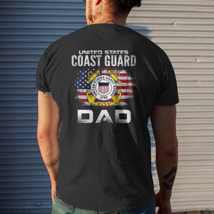 United States Coast Guard Dad With American Flag Mens Back Print T-shirt Gifts for Him