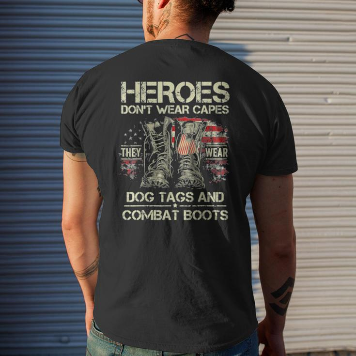 Us Flag Veterans Day I’M A Hero A Dad Grandpa And A Veteran Tee Mens Back Print T-shirt Gifts for Him