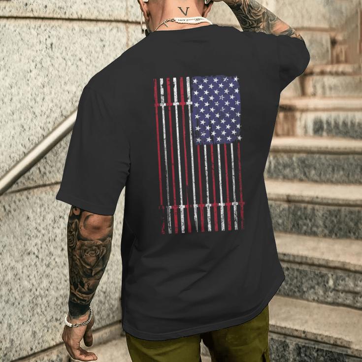 Usa Flag Barbell T-Shirt mit Rückendruck Geschenke für Ihn