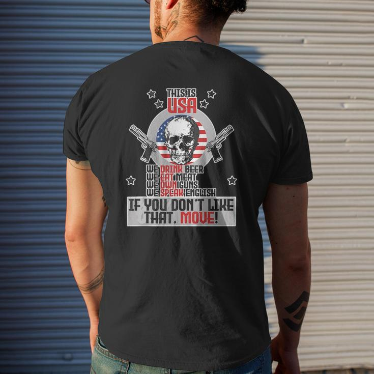 This Is Usa We Love Freedom We Drink Beer Skull Mens Back Print T-shirt Gifts for Him