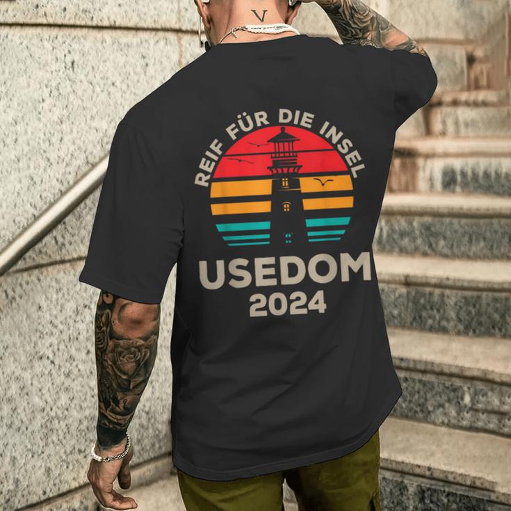 Usedom 2024 Inselreif Leuchtturm Motiv T-Shirt mit Rückendruck Geschenke für Ihn