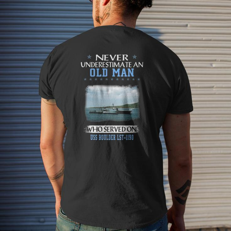 Uss Boulder Lst-1190 Veterans Day Father Day Mens Back Print T-shirt Gifts for Him