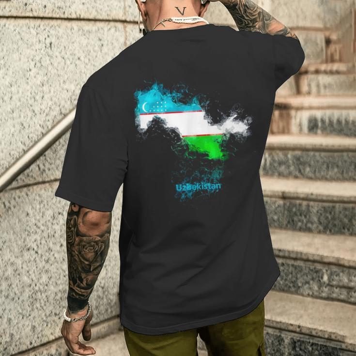 Uzbekistan Flag Map Uzbek Uzbekistani T-Shirt mit Rückendruck Geschenke für Ihn