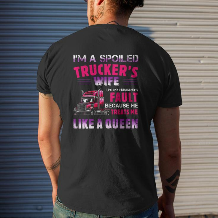 Valentine Trucker I'm A Spoiled Trucker's Wife Mens Back Print T-shirt Gifts for Him
