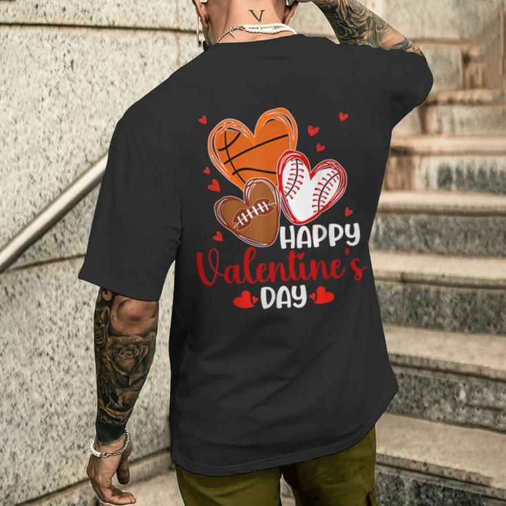 Valentines Day Happy Basketball Baseball Football Boys Mens Men's T-shirt Back Print Gifts for Him
