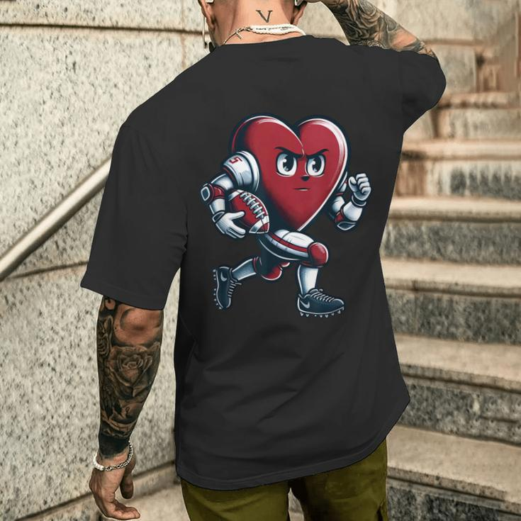 Valentine's Day Heart Football Player Team Sports Men's T-shirt Back Print Gifts for Him