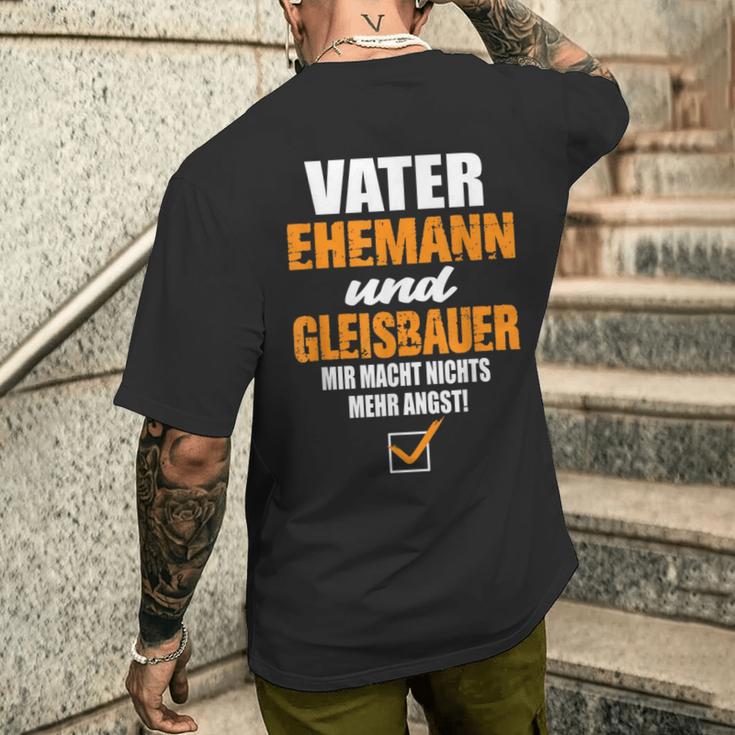 Vater Ehemann Und Gleisbauer Gleisbau Eisenbahn Eisenbahner T-Shirt mit Rückendruck Geschenke für Ihn