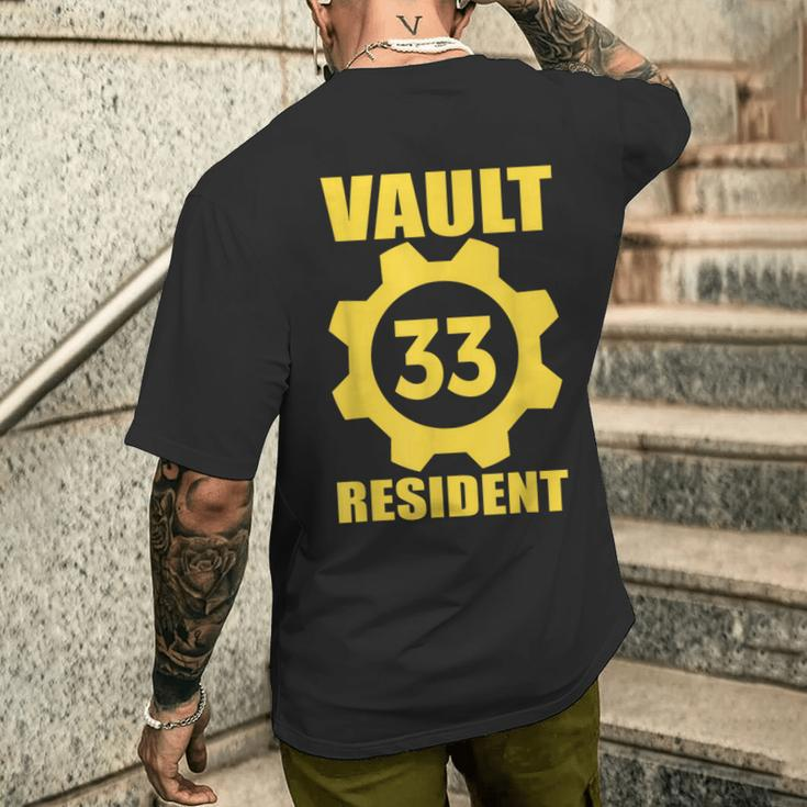 Vault 33 Resident Yellow Blue Men's T-shirt Back Print Funny Gifts
