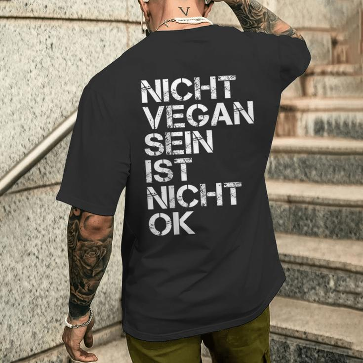 Vegan Saying Nicht Vegan Sein Ist Nicht Ok Vegan Black T-Shirt mit Rückendruck Geschenke für Ihn