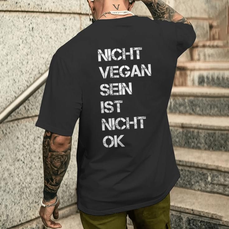 Vegan Saying Nicht Vegan Sein Ist Nicht Ok Vegan Black S T-Shirt mit Rückendruck Geschenke für Ihn
