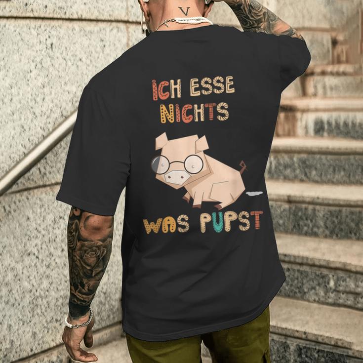 Vegetarianegan Ich Esse Nichts Was Pupstegan T-Shirt mit Rückendruck Geschenke für Ihn