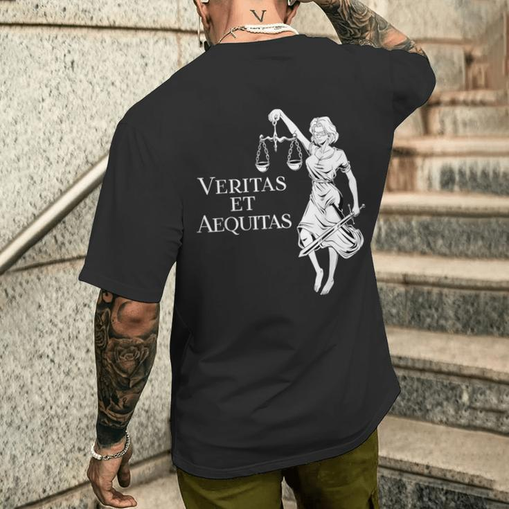 Veritas Et Aequitas Goddess Lady Justice Men's T-shirt Back Print Funny Gifts