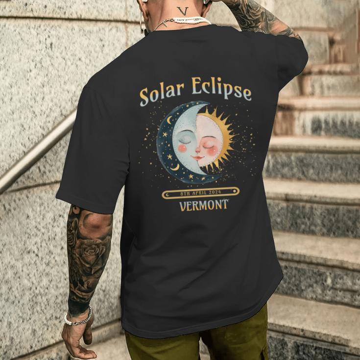 Vermont Total Solar Eclipse 2024 Totality Souvenir Retro Men's T-shirt Back Print Gifts for Him