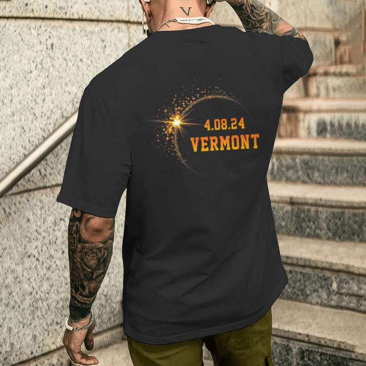 Vermont Of Usa Total Solar Eclipse April 8Th 2024 Men's T-shirt Back Print Gifts for Him