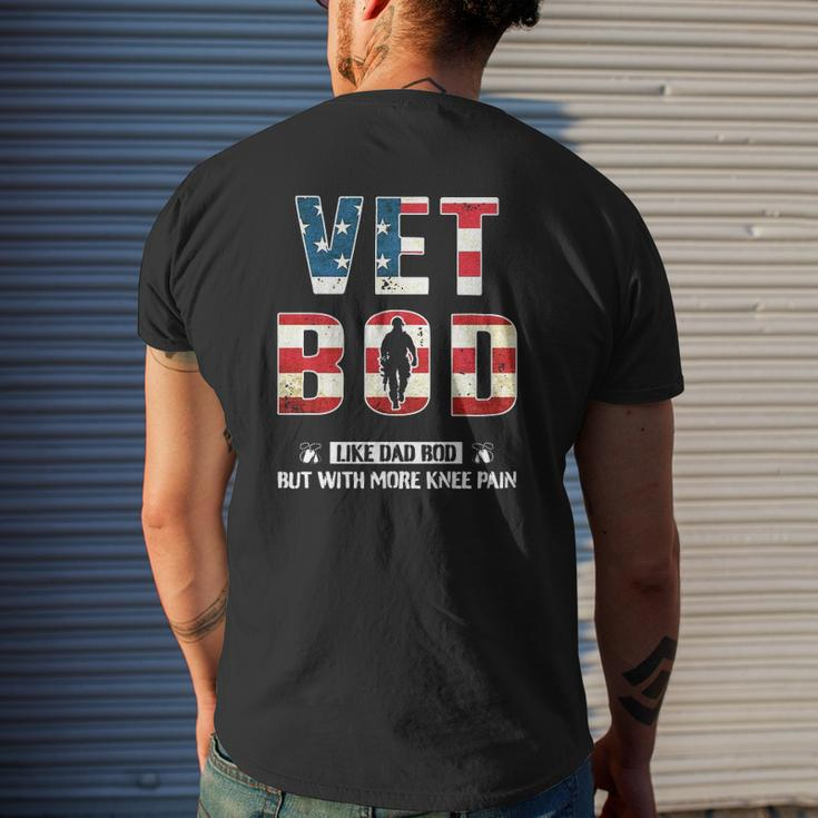 Vet Bod Like Dad Bod With More Knee Pain American Flag Mens Back Print T-shirt Gifts for Him