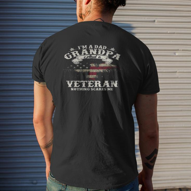 Veteran 365 Vintage Veteran Dad Grandpa Nothing Scares Me Mens Back Print T-shirt Gifts for Him