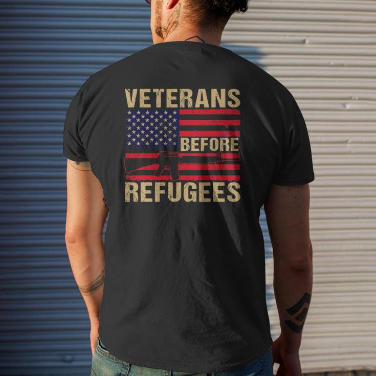 Veterans Before Refugees Military Happy Veterans Day Mens Back Print T-shirt Gifts for Him