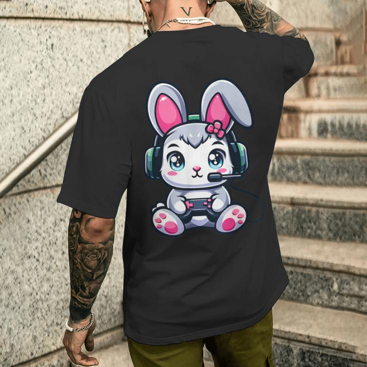 Video Game Easter Bunny Cute Gamer Girl Men's T-shirt Back Print Gifts for Him
