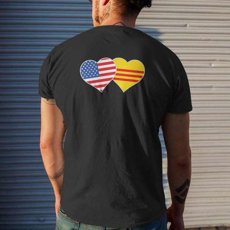 Vietnamese American Flag Usa South Vietnam Flag Heart Mens Back Print T-shirt Gifts for Him