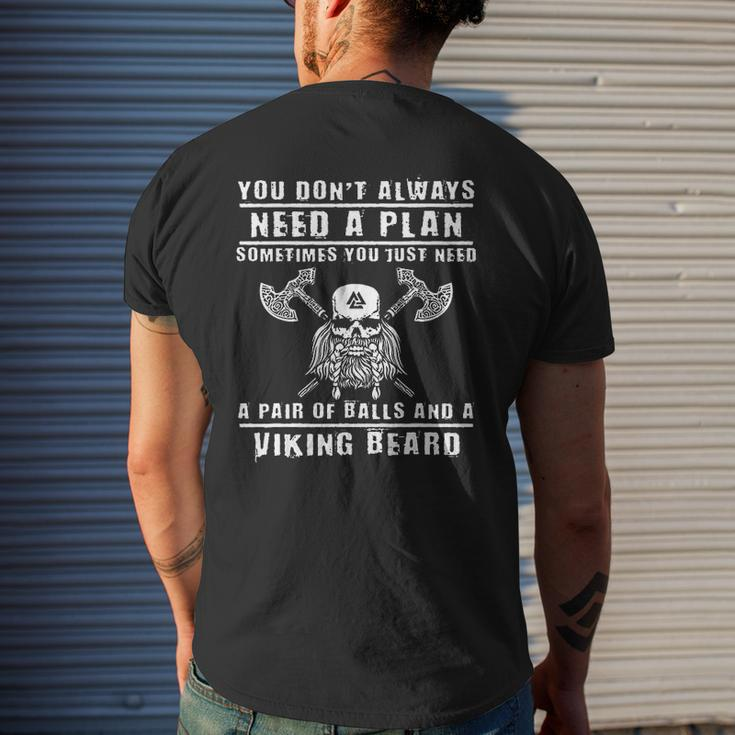 Viking Beard Mens Back Print T-shirt Gifts for Him