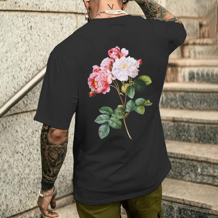 Vintage & Pink Rose T-Shirt mit Rückendruck Geschenke für Ihn