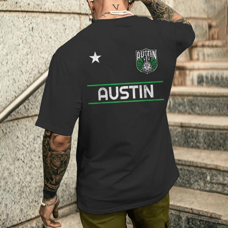 Vintage Austin 512 737 Area Code Distressed Retro er Men's T-shirt Back Print Gifts for Him