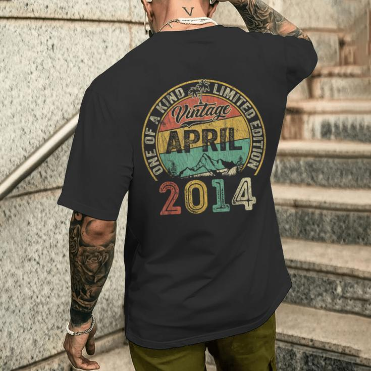 Vintage Awesome Since April 2014 10Th Birthday For Boy Men's T-shirt Back Print Gifts for Him