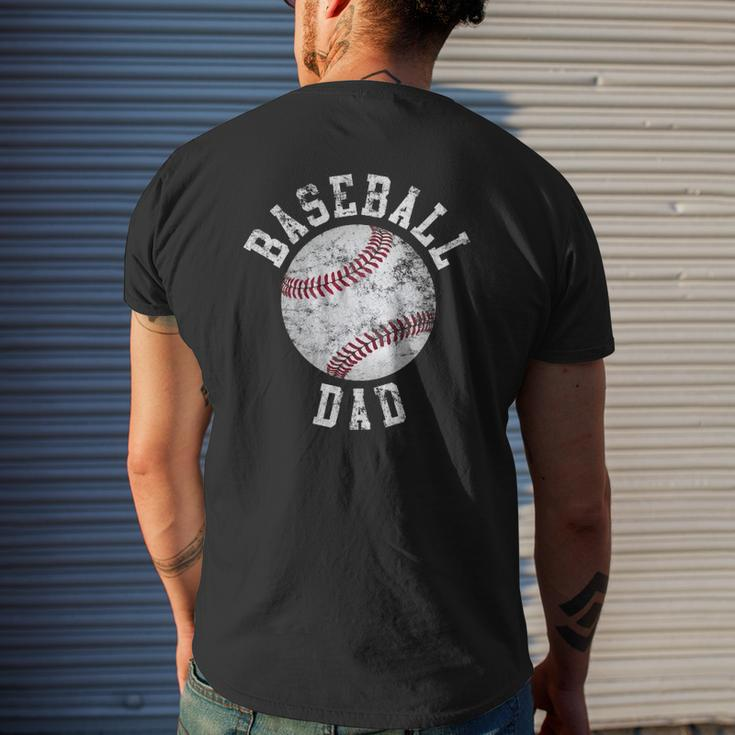 Vintage Baseball Dad Baseball Ball Mens Back Print T-shirt Gifts for Him