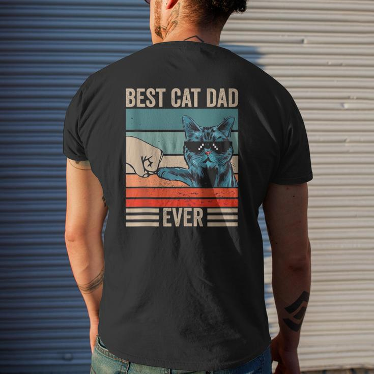 Vintage Best Cat Dad Ever Bump Fist Father's Day Tank Top Mens Back Print T-shirt Gifts for Him