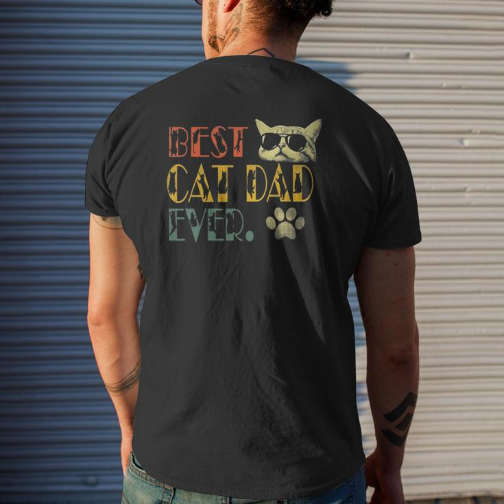 Vintage Best Cat Dad Ever Cat Daddy Mens Back Print T-shirt Gifts for Him