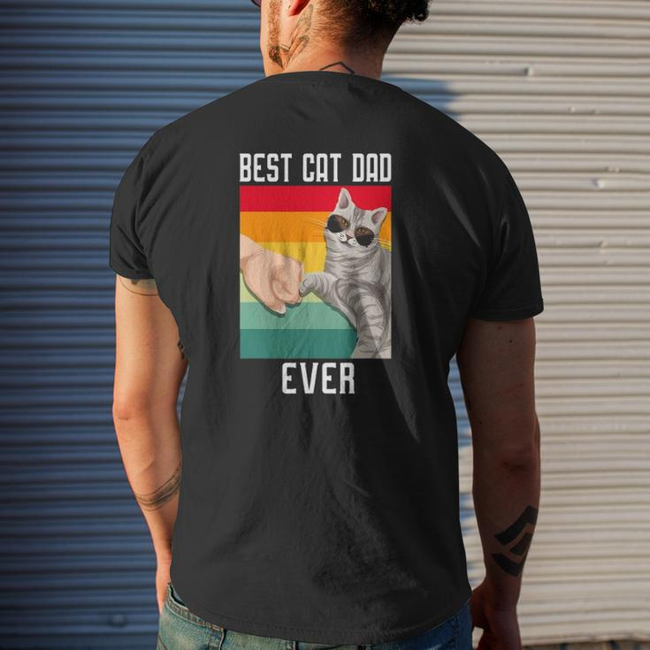 Vintage Best Cat Dad Ever Father's Day Mens Back Print T-shirt Gifts for Him