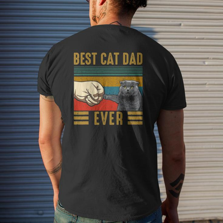 Vintage Best Cat Dad Ever Father's Day Scottish Fold Cat Mens Back Print T-shirt Gifts for Him