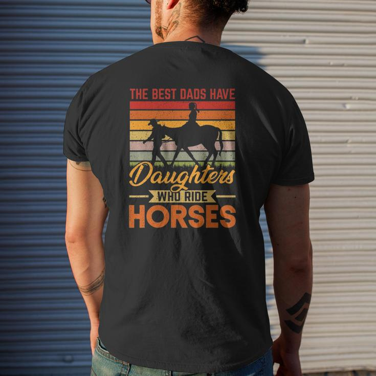 Vintage Best Dads Have Daughters Who Ride Horses Father's Day Mens Back Print T-shirt Gifts for Him