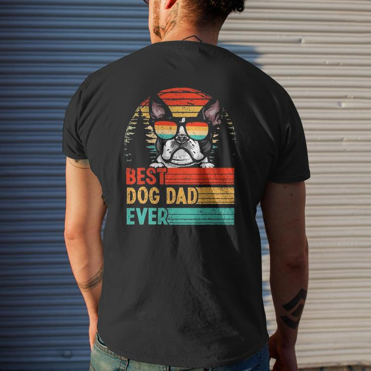 Vintage Best Dog Dad Ever Boston Terrier Dog Lover Mens Back Print T-shirt Gifts for Him
