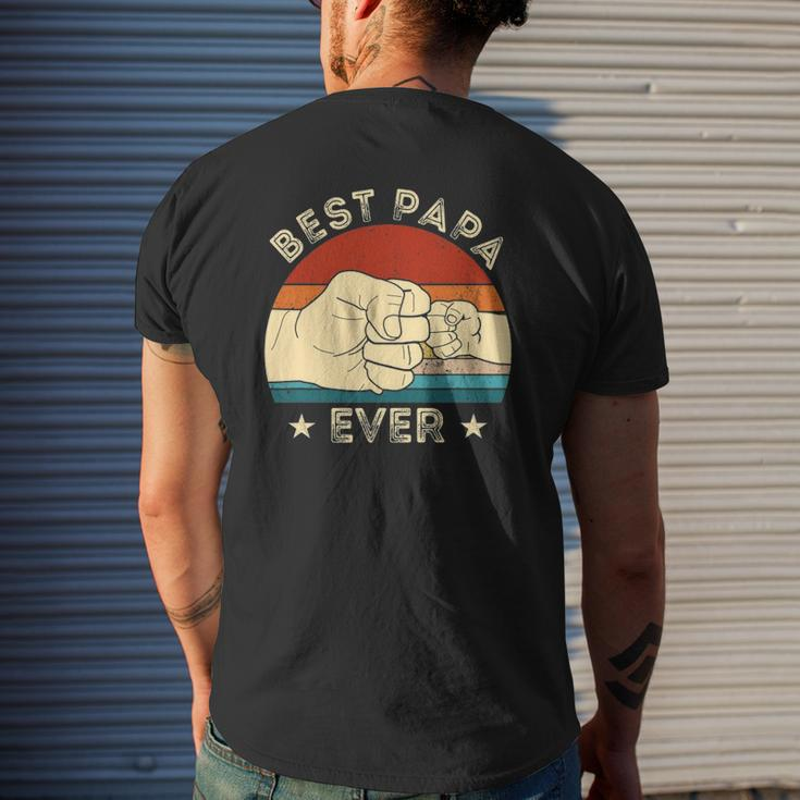 Vintage Best Papa Ever Fist Bump Grandpa Father's Day Mens Back Print T-shirt Gifts for Him