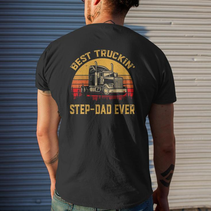 Vintage Best Truckin' Step-Dad Ever Retro Father's Day Mens Back Print T-shirt Gifts for Him
