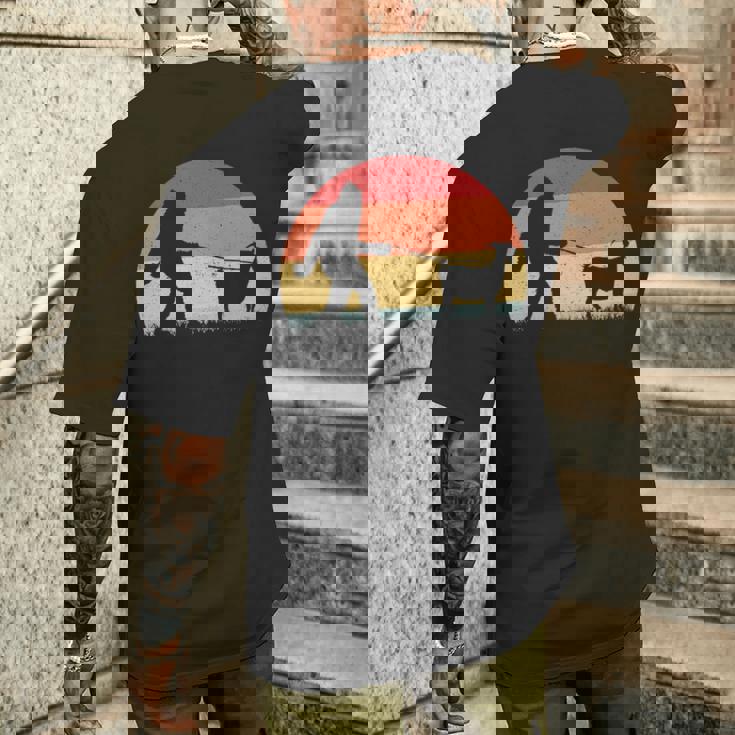 Vintage Bigfoot Walking Goat Sasquatch Men's T-shirt Back Print Gifts for Him