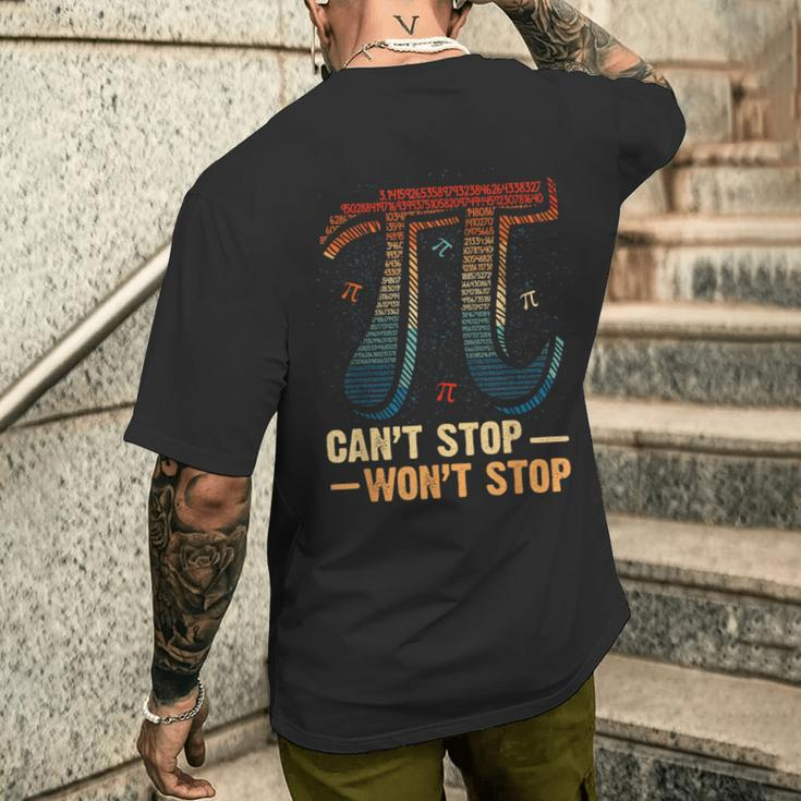 Vintage Can't Stop Pi Won't Stop Math Pi Day Maths Men's T-shirt Back Print Gifts for Him