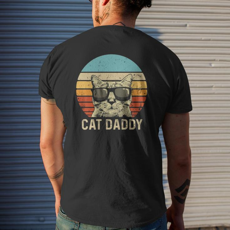 Vintage Cat Daddy Cat Lover Cat Dad Fathers Mens Back Print T-shirt Gifts for Him